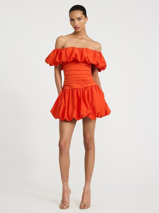 Express Dresses & Skirts - 🍊 Express Drop Waist Bubble Hem Mini Dress Orange XL